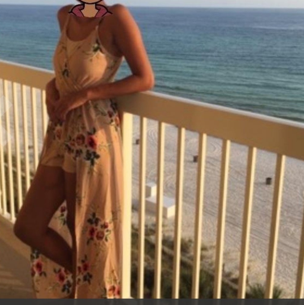 (Size M)Khaki Floral Maxi Romper - Picture 5 of 8
